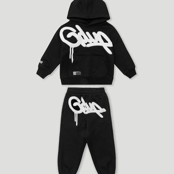 Geedup Handstyle Kids Tracksuit Black White