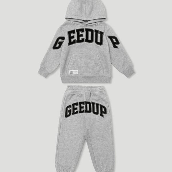 Geedup Team Logo Kids Tracksuit Grey Black