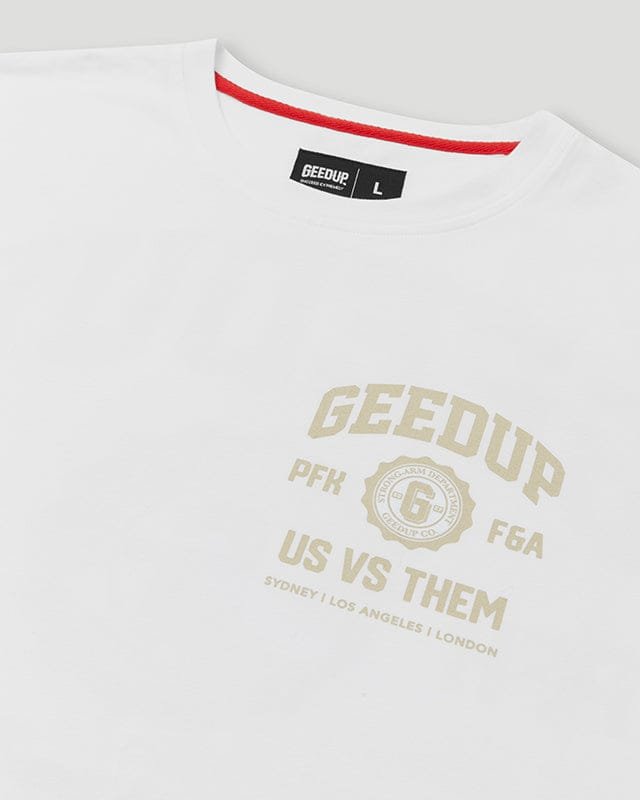 Geedup Us vs. Them T-Shirt White Beige