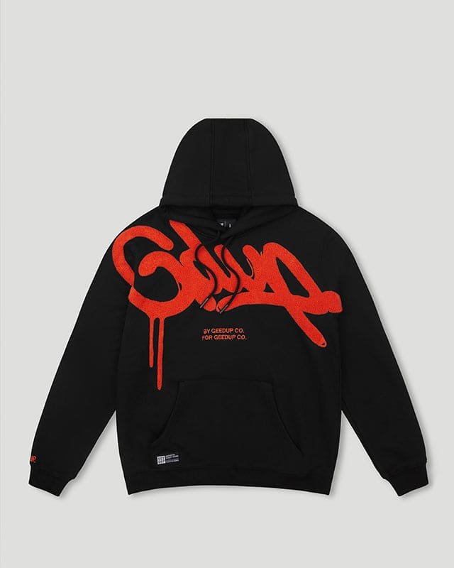 Geedup Handstyle Hoodie Black Burnt Orange