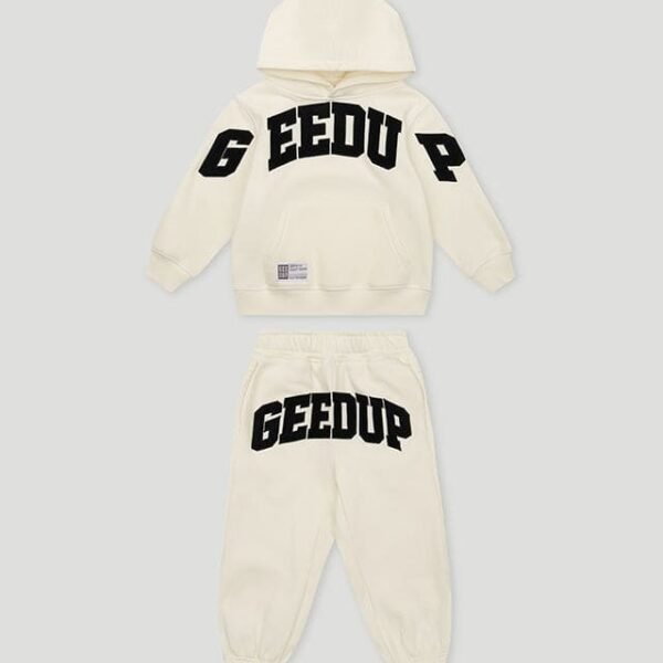 Geedup Team Logo Kids Tracksuit Buttercream Black
